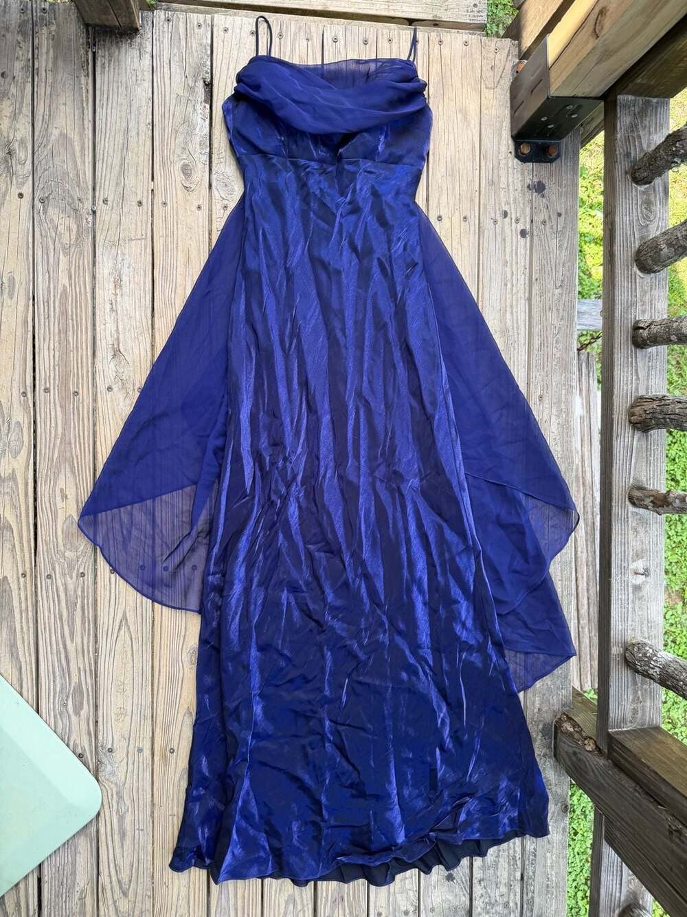Morgan and Co. Royal Blue Chiffon Overlay Formal Gown Size 5/6